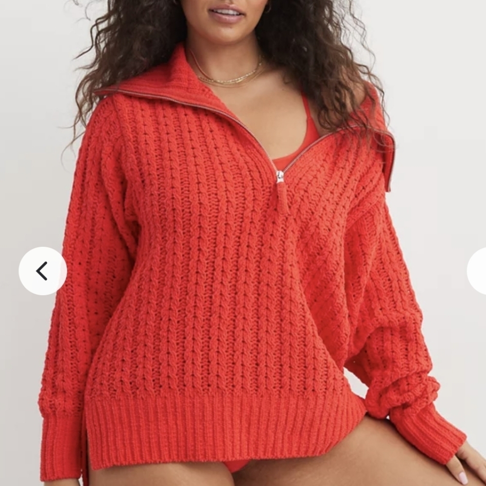 Aerie Cable Car Quarter Zip Sweater